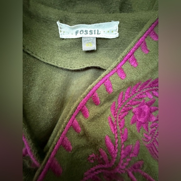 Fossil Olive Green Midi Dress with 3/4 Sleeves - Picture 7 of 7